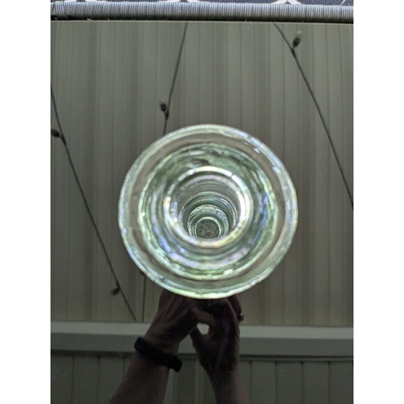 Antique Look Glass Candlestick/Bud Vase Green Tinted Thick 8" Farmhouse Cottage - Picture 9 of 12